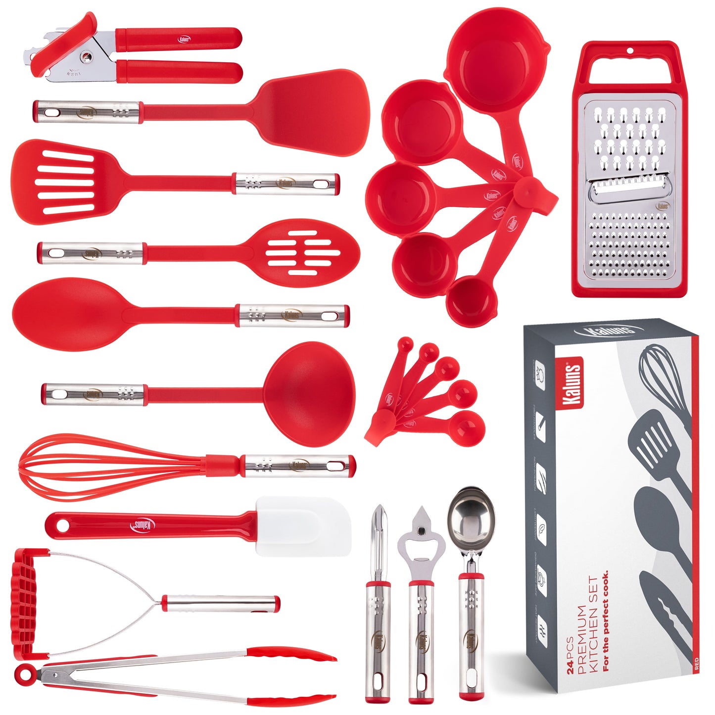 Kaluns 35pc Nylon and Stainless Steel Kitchen Utensils Set for Cooking Household Essentials