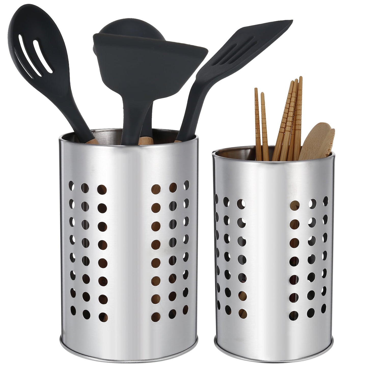 Taihexin 2 Pcs Stainless Steel Cooking Utensil Holder, Kitchen Utensil Drying Cylinder, Spoon Holder, Cooking Utensil Organizer for All Kitchens